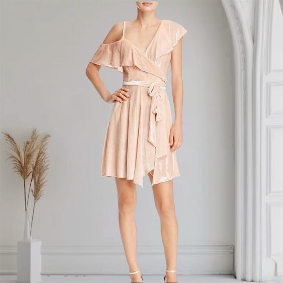 WAYF VELVET COLD SHOULDER MINI DRESS L - Picture 1 of 15